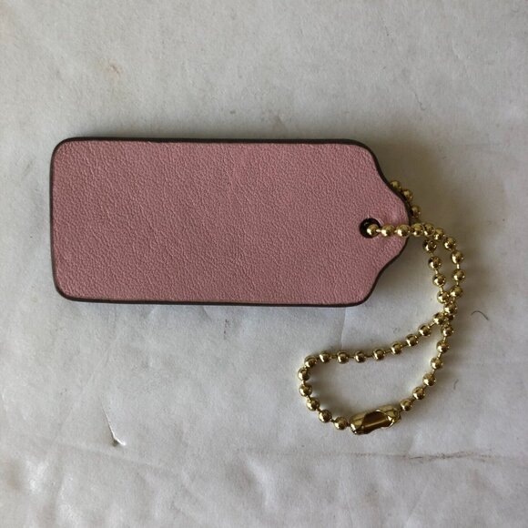 Coach Pink Key Fob Leather Bag Charm Tag Accent W Silver Chain New - Picture 3 of 3